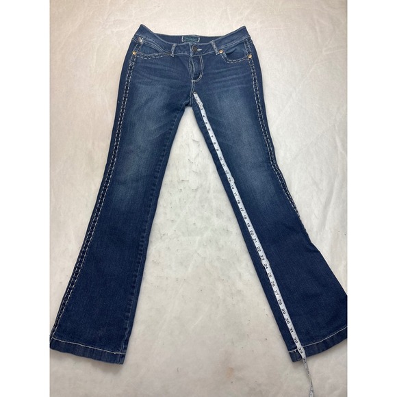 Wrangler Premium Patch Bootcut Jeans Women Dark Wash Embellished Pockets Sz 9x36 - Picture 3 of 12